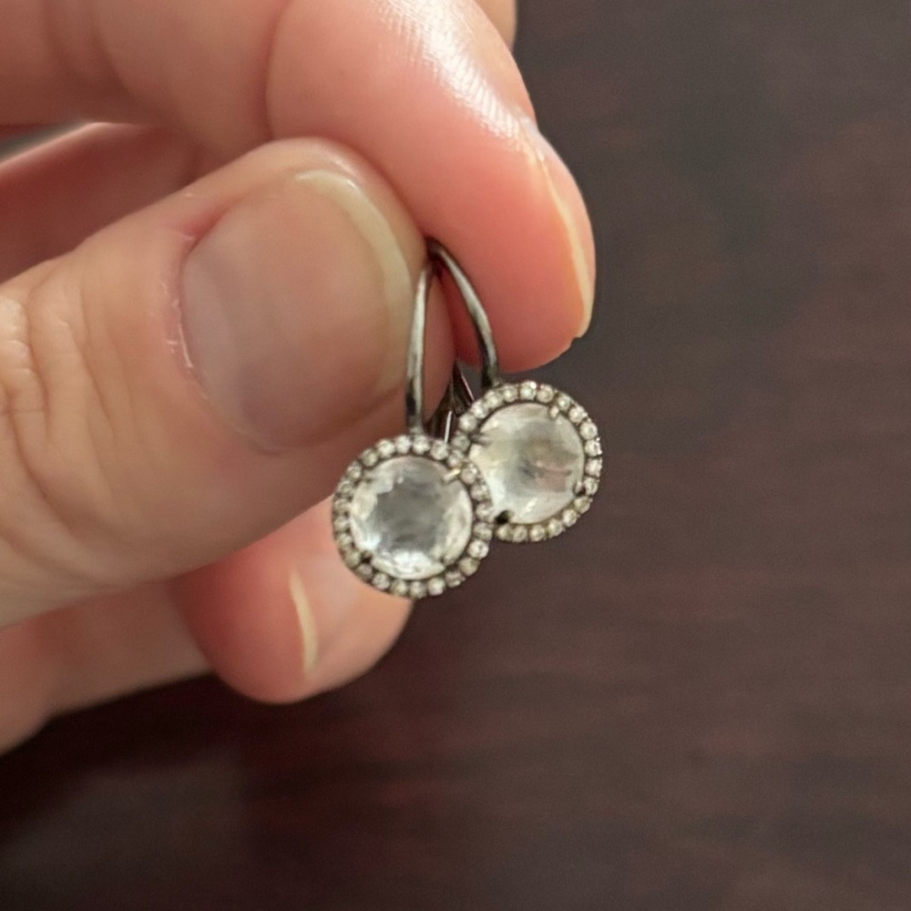 NWOT Jennifer Miller diamond, topaz, oxidized silver earrings